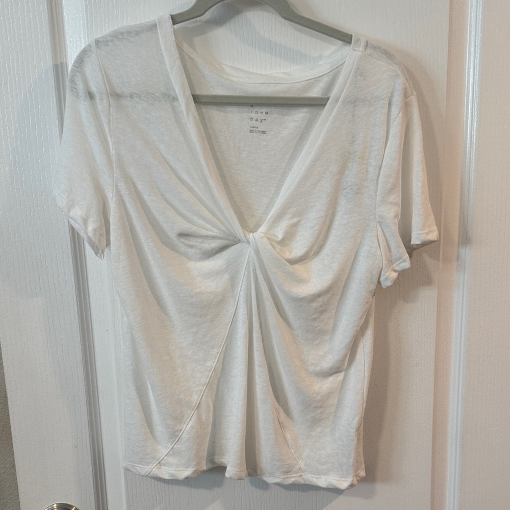 a new day White Twist Front Short Sleeve Tee